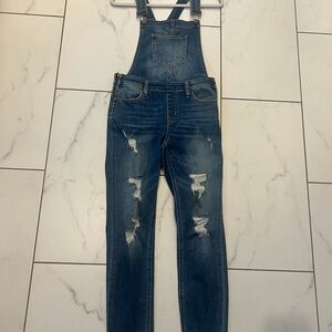 Distressed Denim Overalls